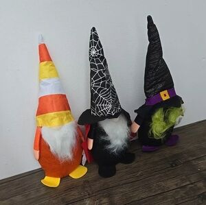 NWT Set Of 3 15" Plush Weighted Bottom Halloween Theme Gnomes